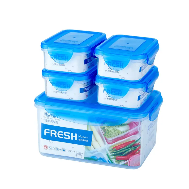 Storage Set Clip Lock Food Container BPA Free Plastic Food Container Set 5pcs Set Lunch Food Storage Box
