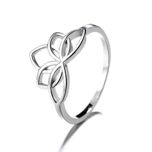 High Polish Lotus Rings Tarnish Resistant Comfort 925 Sterling Silver Ring Fit Wedding Band Ring