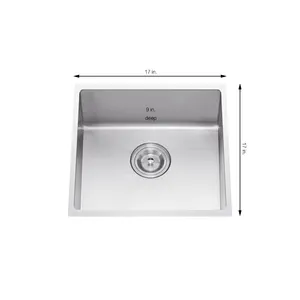 Small Square Undermount Single Bowl 304 Stainless Steel Bar Sink With Faucet