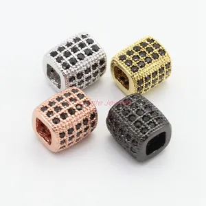 Jewelry parts stone material brass all CZ jewelries , gold rectangle bead jewelry