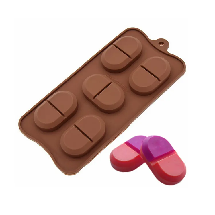 Hot selling amazon creative pills shape silicone chocolate candy mould 5 cavities cookies gummy baking molds