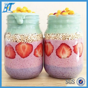 Botol Minuman Kaca Mason Jar 500ml 16oz untuk Milk Shake, Yogurt, Teh Susu, dengan Tutup Metalik - Product Image 4