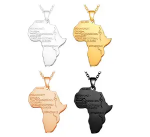 Hochwertige hochglanz polierte Vakuum platte Gold Edelstahl African Africa Map Anhänger Halskette