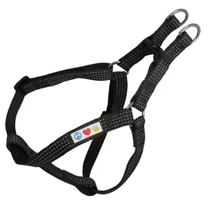 Custom print logo dog collar leash harness set with name plate