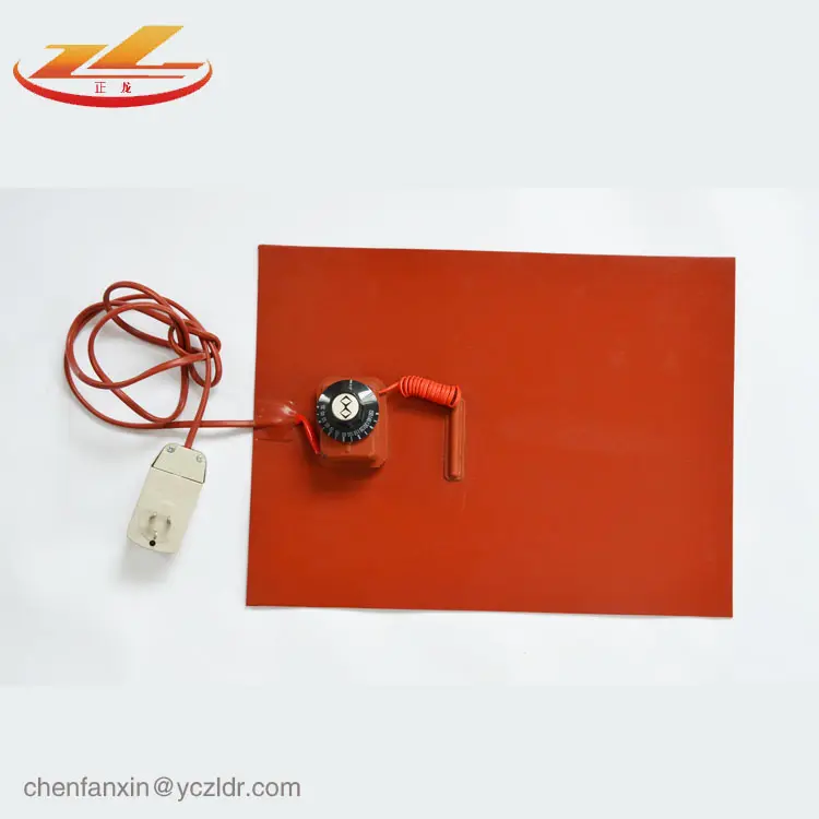 Calentador de placa de calefacción de goma de silicona flexible ndustrial con termostato, 24V, 12V, 120V, 220V, 200 grados