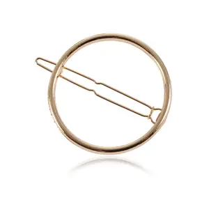 CLARMER Custom Hot Selling Hair Accessories Women Simple Circle Geometric Korean Styling Metal Gold Hair Clip