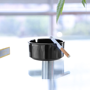 The Whole case Wholesale Dia 3.6" X H 1.7" Inch Black Melamine Ashtray Round Plastic Cigarette Cigar Ashtray Tabletop Ash Tray - Product Image 5