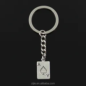 30mm keychain DIY metall halter kette vintage ace of spades spielkarte poker 20*12mm antike silber anhänger