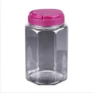 1300 ml de qualité alimentaire octogone clair bouteille en plastique pour animaux de compagnie avec capuchon, pots en plastique pour bonbons noix cadeau en gros fabriqué en Chine fournisseur