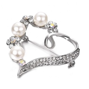 Forma de corazón broche de la perla con piedras preciosas OEM personalizado broche Pin de Dongguan - Product Image 4