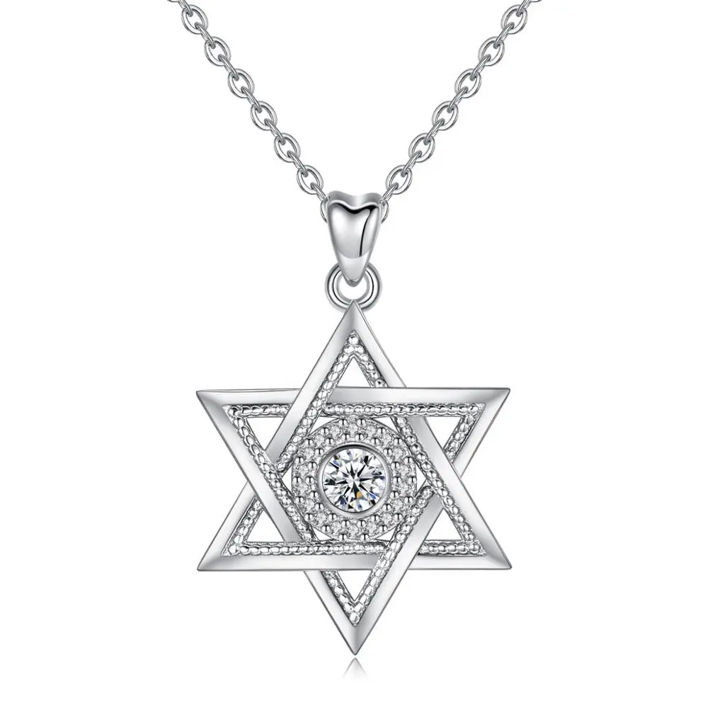 925 स्टर्लिंग चांदी यहूदी स्टार डेविड की हार लटकन महिलाओं के लिए
