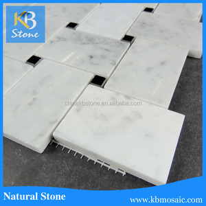 Bianco carrara mestizo negro puntos mosaico de mármol - Product Image 2