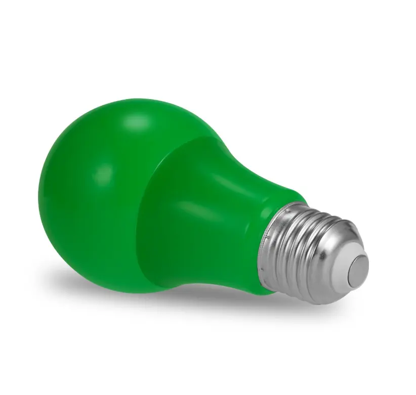 Bombilla led de color verde, A60, AC85-265V, 8W, E27, gran oferta