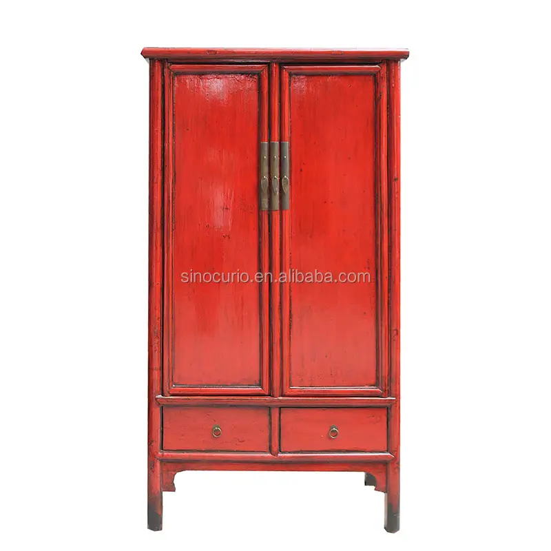 Antique red chinese antique production wedding cabinet wardrobe