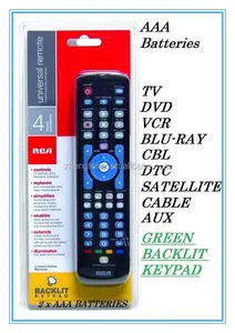 RCAユニバーサルリモートコントロールバックライトキーパッドTVVCR DVD AUX RCRN04GR