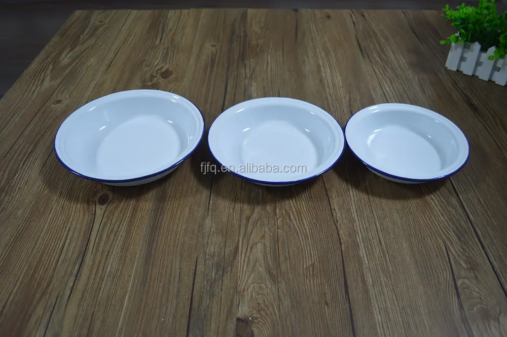 Enamel Plates Metal Enamel Tableware/ Dinner Plate/ Cereal Plate Round Pie Dish