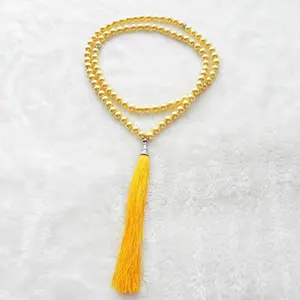 Tasbih 99黄色结婚礼物念珠批发长丝流苏玻璃珍珠珠Tasbih在4月