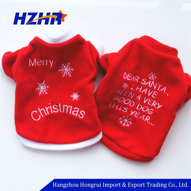 Оптовая продажа красный флис вышивка логотипа Рождество Одежда для собак