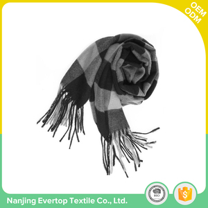 Suave cepillado superficie <span class=keywords><strong>barato</strong></span> hombres mujeres <span class=keywords><strong>Plaid</strong></span> Cashmere bufanda con borlas - Product Image 2
