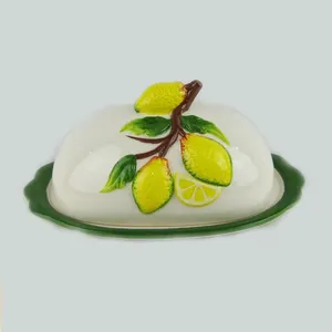Nuovo disegno <span class=keywords><strong>limone</strong></span> pattern di ceramica burro piatto piatto con coperchio - Product Image 1