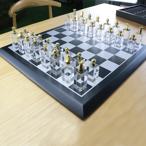 Set di Scacchi <span class=keywords><strong>in</strong></span> Cristallo e Metallo con Scacchiera <span class=keywords><strong>in</strong></span> Legno di Alta Qualità, Souvenir per Esposizione <span class=keywords><strong>in</strong></span> Soggiorno - Product Image 2