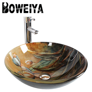 Boweiya умывальник RU <span class=keywords><strong>Vasque</strong></span> En Verre отель Toile цена дизайн cтеклянный умывальник сосуд раковины для ванной - Product Image 2