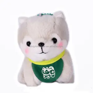 LOW MOQ Cute Plush Husky Dog Keychain With Bandanas Custom LOGO Stuffed Animal Soft Plush Keychain Dog