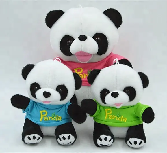 Murah Grosir Mewah Panda Boneka Teddy Bear dengan T-shirt Mode Rendah MOQ Custom Logo Lucu Anak-anak Mainan Boneka Panda bear