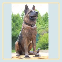 Escultura decorativa de metal para exteriores, estatua de bronce de tamaño real de perro pastor alemán a la venta