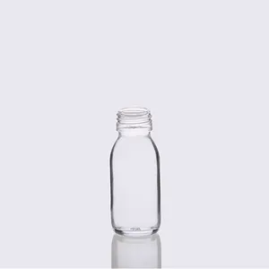 30毫升60毫升100毫升125毫升150毫升透明玻璃糖浆液体口服医疗瓶DIN 28毫米