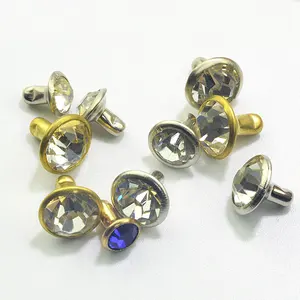 Silver nail 6mm crystal rhinestone rivet,brass shaft crystal rivet for leather