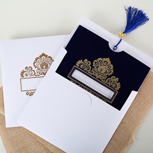 <span class=keywords><strong>Invito</strong></span> Matrimoniale in Velluto Blu con Nappa e Stampa in Lamina, Vendita Speciale - Product Image 5