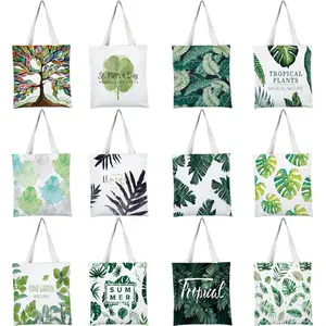 INS hot selling Boodschappentas Plant print Katoenen Canvas Tas Groothandel