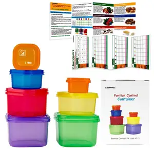 7 Piece Portion Control Container Set for Weight Loss - Portion Control Kit for Diet Meal Preparation