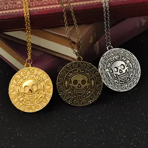 Aztec gold Pirates necklace Europe and the United States popular retro skull jewelry pendants