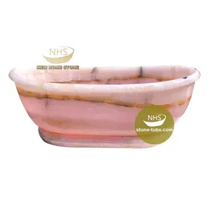 Customize Natural Jade Bath Tub Luxury Pink Onyx Bathtub