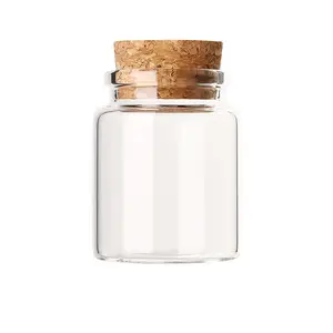 Factory supplier clear spice glass jar glass bottle with cork for saffron
