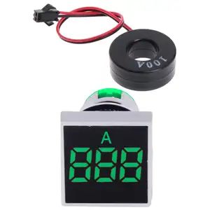 Digital Ammeter Current Meter Indikator Lampu LED Square Sinyal Lampu 22MM 0-100A