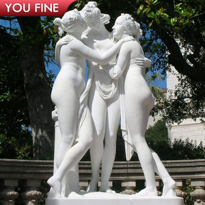 <span class=keywords><strong>Escultura</strong></span> <span class=keywords><strong>de</strong></span> Mujer <span class=keywords><strong>de</strong></span> Piedra Natural Blanca Tallada a Mano para Jardín Exterior, Estatuas <span class=keywords><strong>de</strong></span> Mármol <span class=keywords><strong>de</strong></span> las Tres Gracias - Product Image 4