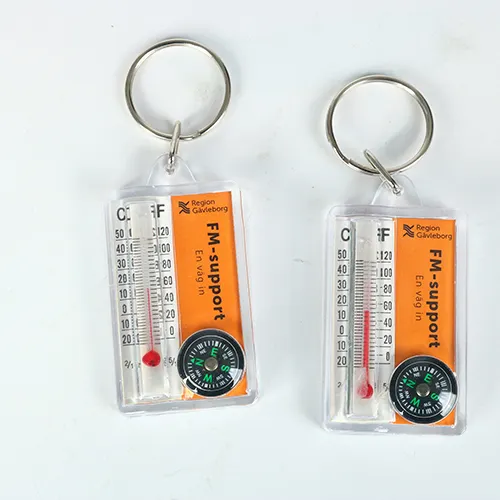 Diretta della fabbrica di plastica personalizzati keychain bussola termometro