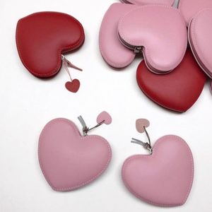 Ví Da Thật Hình Trái Tim Cho Nữ, Có Khóa Kéo, Cỡ Nhỏ Dễ Thương - Product Image 1