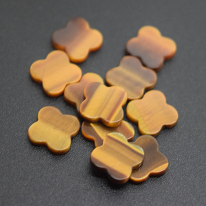 Trébol de Cuatro Hojas Amarillo de Alta Calidad, Ojo de Tigre Natural de 12x12mm para Joyerí<span class=keywords><strong>a</strong></span> - Product Image 3