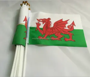 Goedkope Polyester Wales Welsh Hand Held Vlaggen Met Witte Vlaggenmast