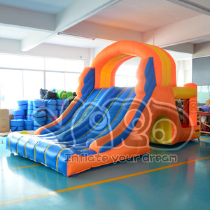 Naranja inflable de nylon de la <span class=keywords><strong>casa</strong></span> de la despedida de Oxford del patio trasero con la diapositiva dual,puente inflable - Product Image 1