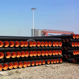 sn6 sn8 raw material 60 inch 160mm 300mm 500mm hdpe double-wall corrugated drain sewage suppliers for polyethylene pipe