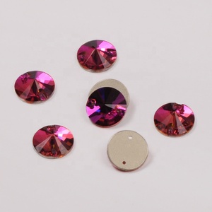 Top Quality fucsia Rivoli abbigliamento da cucire Flatback Strass cucire su Strass di cristallo gemme - Product Image 2