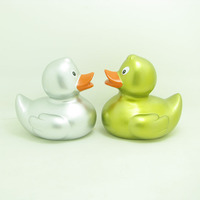 Canard de bain en PVC sans phtalate, en vinyle argenté pour enfants, personnalisé avec Logo, grand canard flottant en caoutchouc argenté