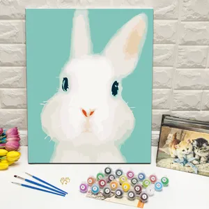 Omlijst mooie wall art verf door getallen kits leuke bunny