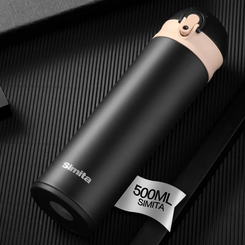 SIMITA 304 Stainless Steel Sports Water Bottle 500ml Portable Vacuum Flask Thermos BPA Free for Travelling Climbing Cycling