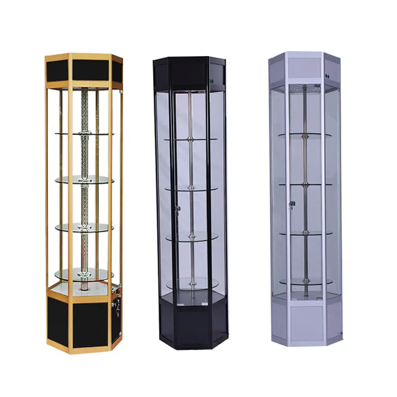 Rotating glass jewelry display cabinet/design aluminium glass cabinet/ rotating showcase rotating glass showcase rotating